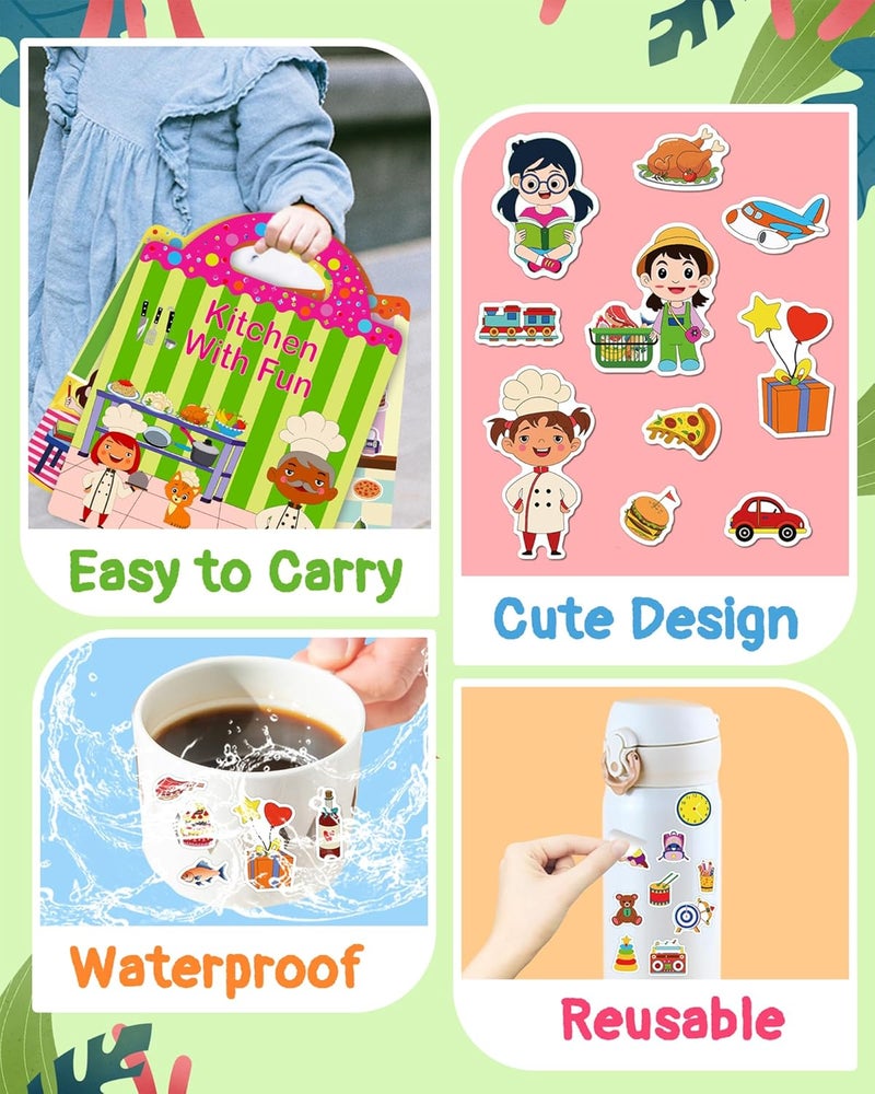 Benresive Reusable Sticker Books for Toddlers, 3 Sets Travel Stickers for Kids, Toddler Sticker Book, Crafts Activities for Toddlers, 3 and Up Birthday Gifts Travel Toys - Image 5
